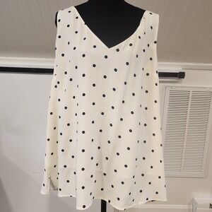 Joules Polka Dot Sleeveless Strappy V-Neck Top Cream Navy Blue Nautical XL